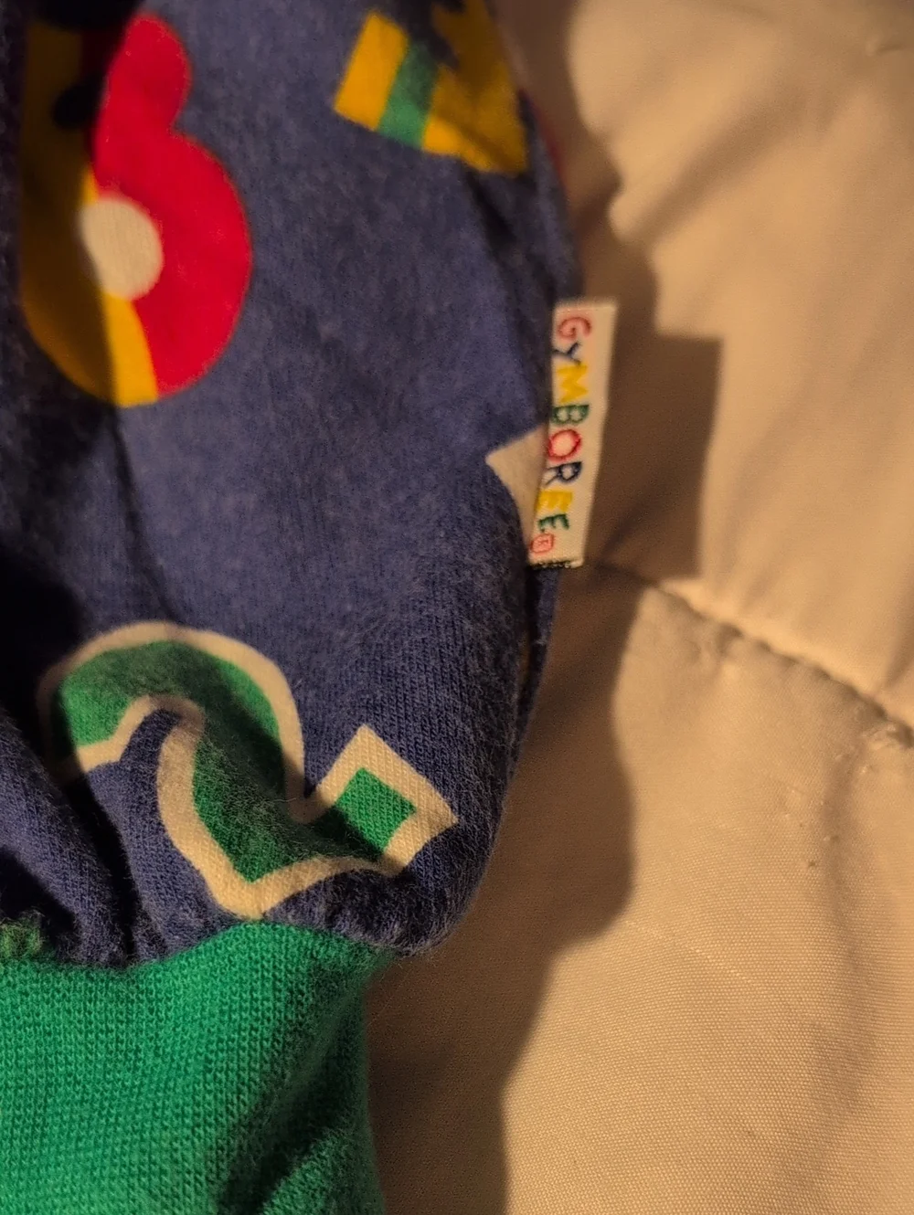 Vintage 1990s Gymboree Rainbow Tag Hooded Romper Jumpsuit Number Print‎ Rare XS